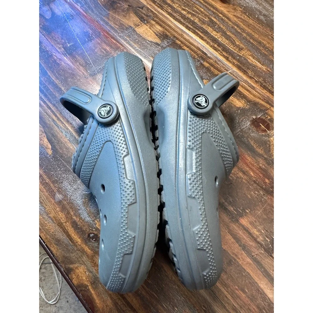 Crocs Classic Lined Clog Slate Grey Men 7 Women 9 Fuzzy Comfort Mule Slippers